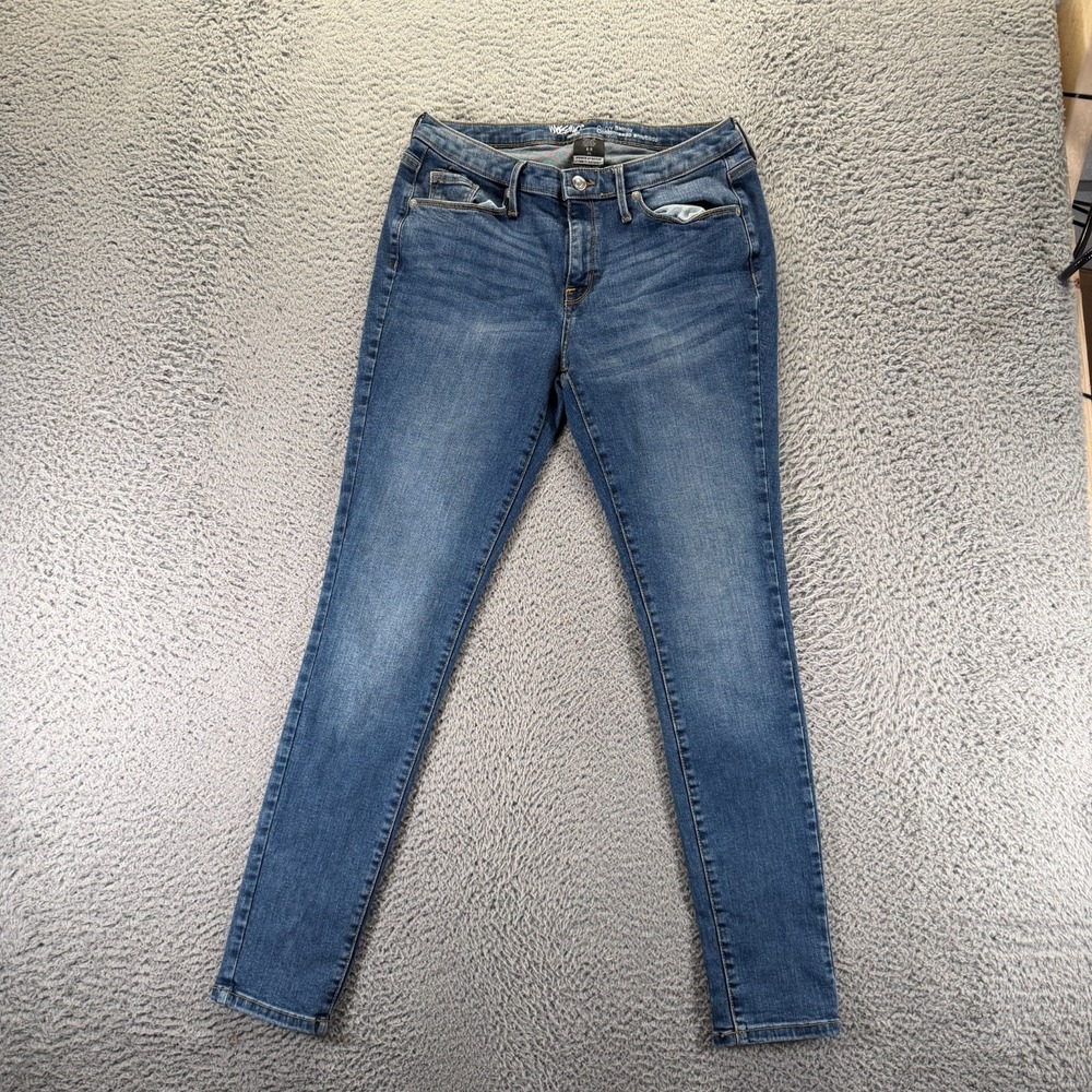 Mossimo Jeans Womens 8 Blue Cotton Denim Skinny Leg Curvy Stretch Workwear Faded